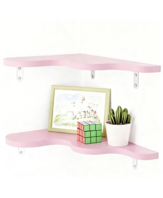 Wavy Cloud Corner Shelves with Brackets for Home Decor
