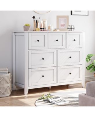 7-Drawer Modern Wood Dresser, Deep Storage Chest for Bedroom, Living Room, Entryway