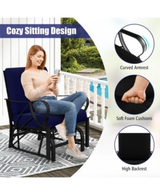 Patio Glider Rocking Chair with Thick Cushion and Armrests
