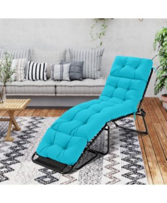 Outdoor Chaise Lounge Cushion with String Ties for Poolside