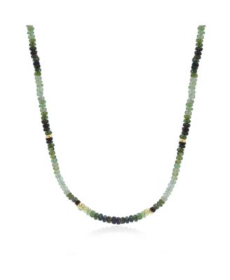 Green Garnet Ombre Bead Necklace 14K Gold