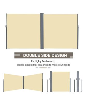 Double Retractable Patio Side Awning w/ UV-Resist Screen