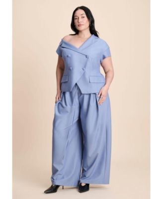 Women's Asym Neckline Short Sleeve Blazer