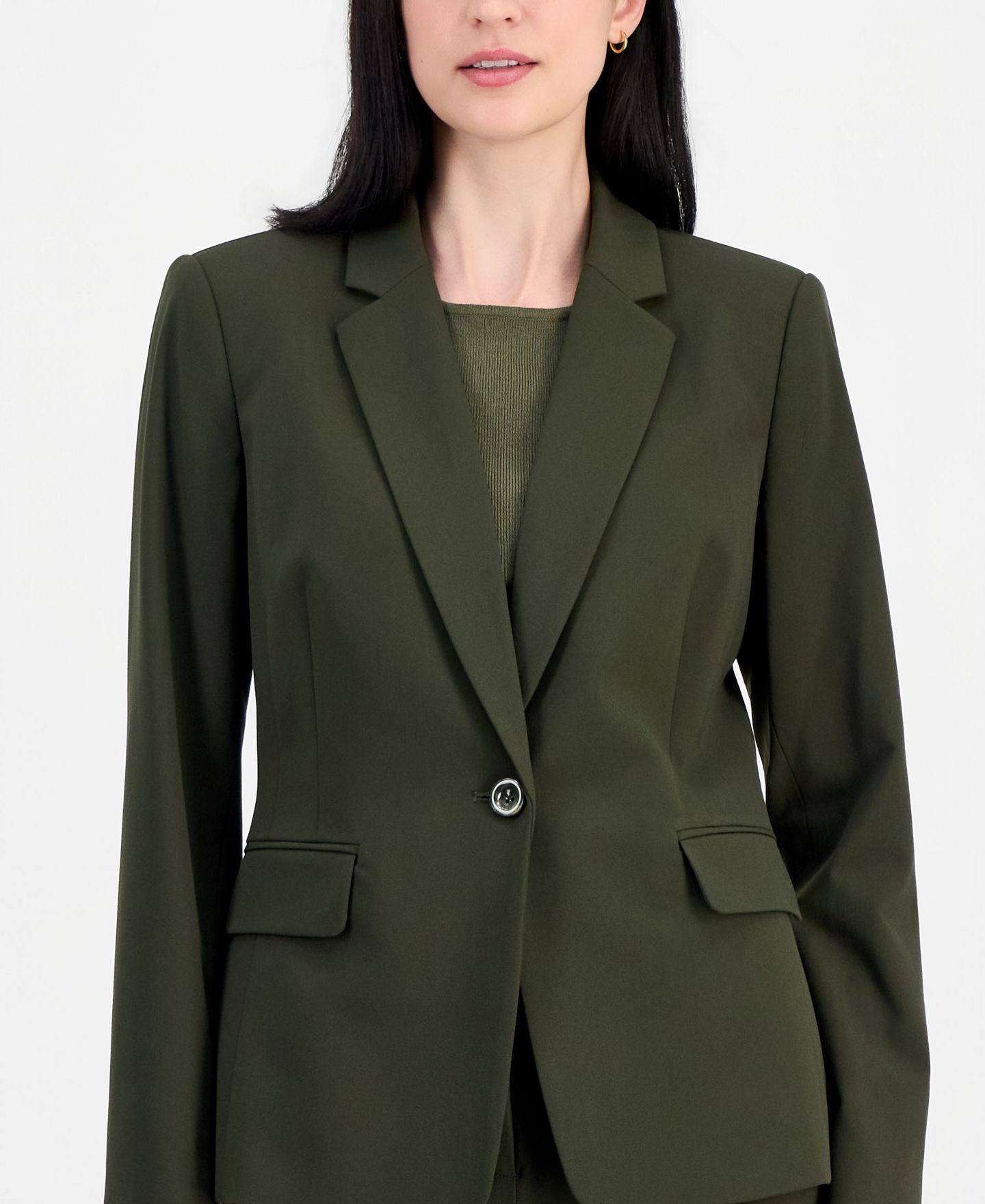 Женский пиджак Tahari ASL Bi-Stretch One-Button Blazer With Inner-Elastic Retractable Sleeve, цвет: Caper — фото 3