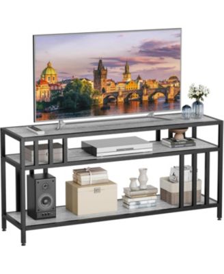 65" TV Stand for TVs up to 75", Entertainment Center with Shelves, Quadruple-Tube Support for Living Room