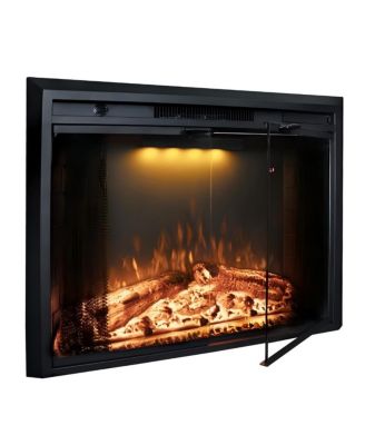 33" Recessed-in Realistic Flame Electric Fireplace with Adjustable Heat, Timer