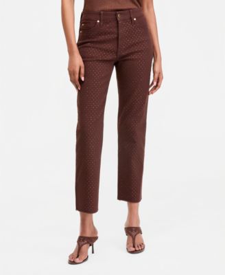 Women's Crystal Embellished Straight Ankle Jeans