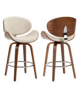 Swivel Bar Stools Set of 2, 26 Inches Mid-Century Modern Counter Height Bar Stools
