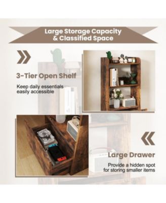 3 Tier Freestanding Bookshelf with Open Shelves for Storage