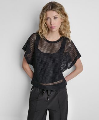 Women's Grove Crochet Mesh Dolman-Sleeve Top