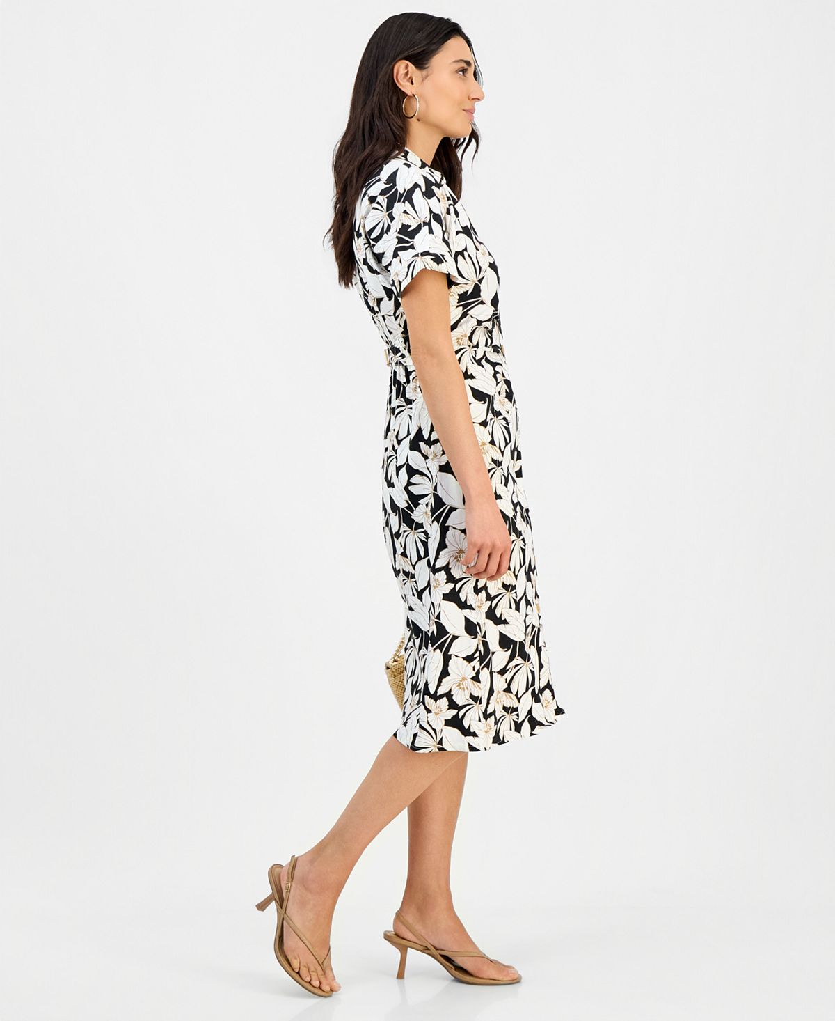 I.N.C. International Concepts Women's Printed Linen-Blend Midi Shirt Dress, Macy's Exclusive view 4 — MAYCSS fashion products