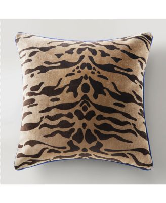 Bronze Tiger Pillow 22" - Blue Piping