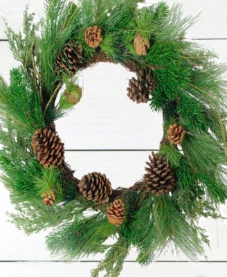24" Pine Cones and Mixed Pine Needles Christmas Wreath - Unlit