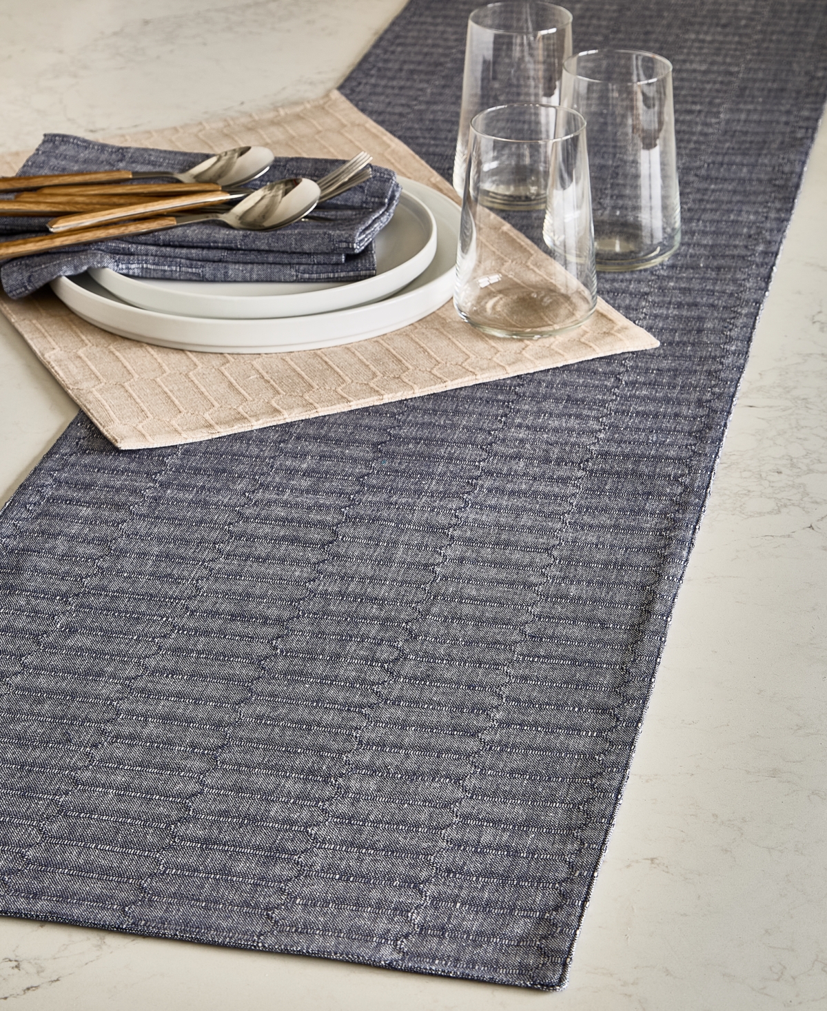 The Cellar Textured Cotton Table Runner, 72" x 14", Macy's Exclusive