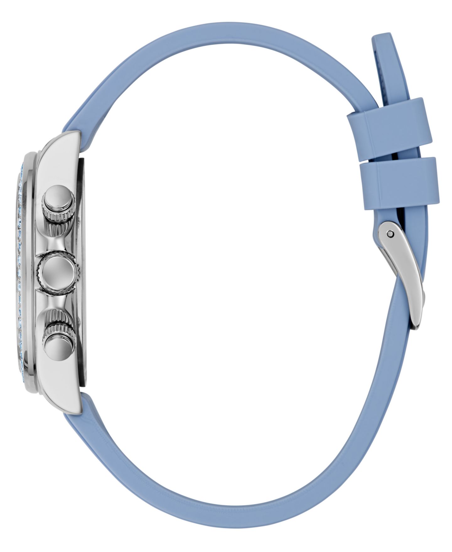 Женские часы GUESS Silver-Tone Sky Blue Silicone Multi-Function Watch, 36mm — фото 3