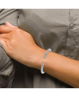 18k Yellow, White or Rose Gold Italian 0.17cttw Diamond Tubogas Cuff Stackable Bangle Bracelet 6.5mm Wide Cuff Bracelet