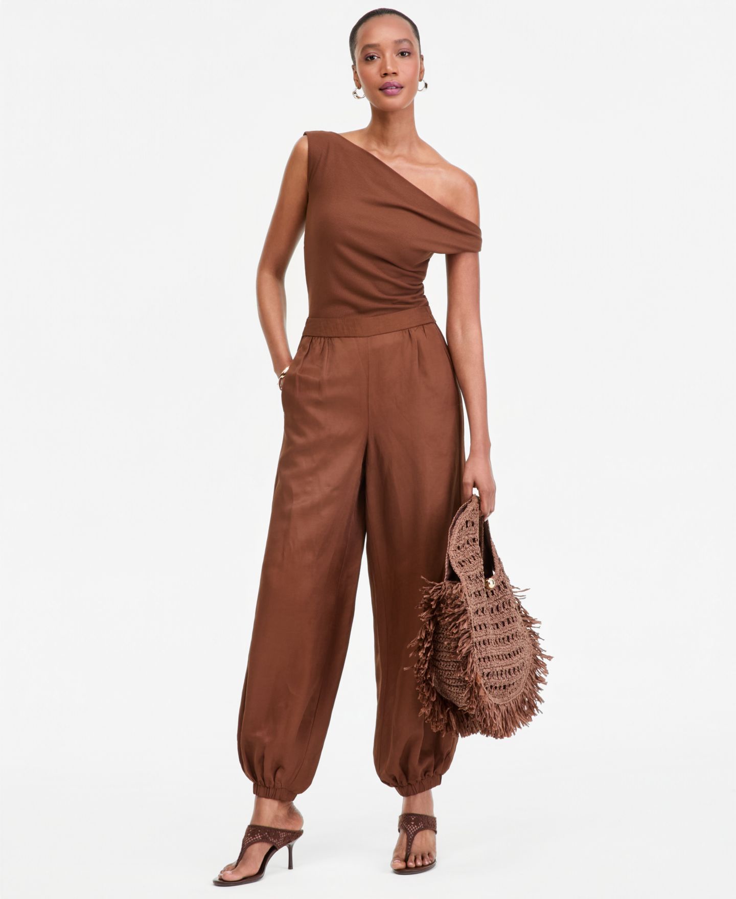 Женские брюки I.N.C. International Concepts Off-Shoulder Top & Bubble, цвет: Мягкий кремовый — фото 1