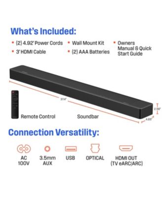 3.1.2 Channel All-in-One Soundbar with Dolby Atmos and Dolby Digital Plus, Built-in Subwoofer and Dolby Atmos Height Speakers, Bluetooth