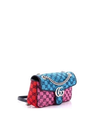 Small GG Marmont Flap Bag Diagonal Quilted GG Canvas with Leather