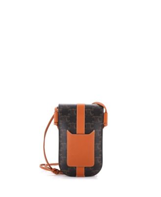 Phone Pouch Crossbody Triomphe Coated Canvas with Leather