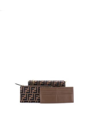 F is Fendi Envelope Clutch on Chain Zucca Embossed Leather
