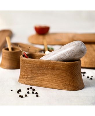 Belfort Oak Mortar and Marble Pestle