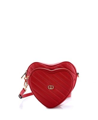 Mini Interlocking G Heart Shoulder Bag Diagonal Quilted Leather