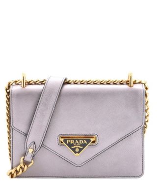 Small Envelope Flap Chain Shoulder bag Saffiano Leather