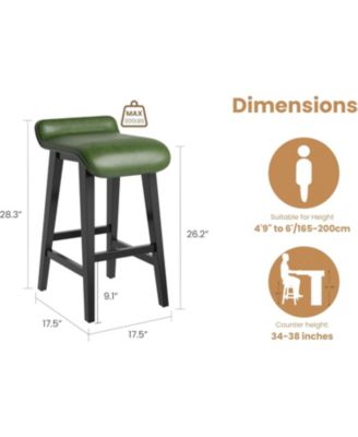 Set of 2 Modern 26.2" Counter Height Bar Stools, Upholstered Kitchen Stools with Wood Legs