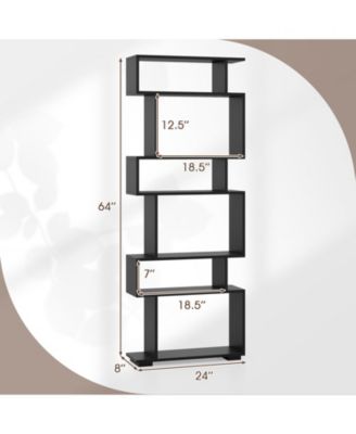 6-Tier Geometric Bookshelf with 2 Anti-Tipping Kits for Home