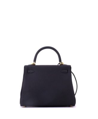 Kelly 25 Handbag Black Togo with Gold Hardware