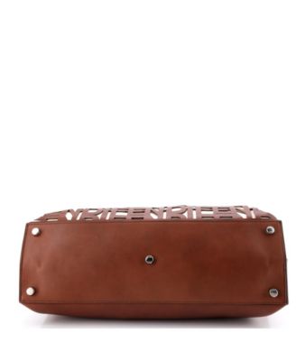 Large Peekaboo Iconic Essential Bag Laser Cut Leather and Canvas