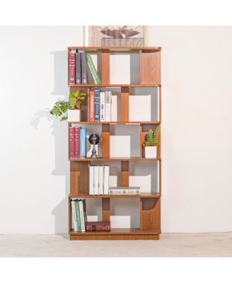 5-Tier Bookcase - Modern Open Storage Bookshelf, Wood Display Shelving for Living Room, Home Office, Bedroom