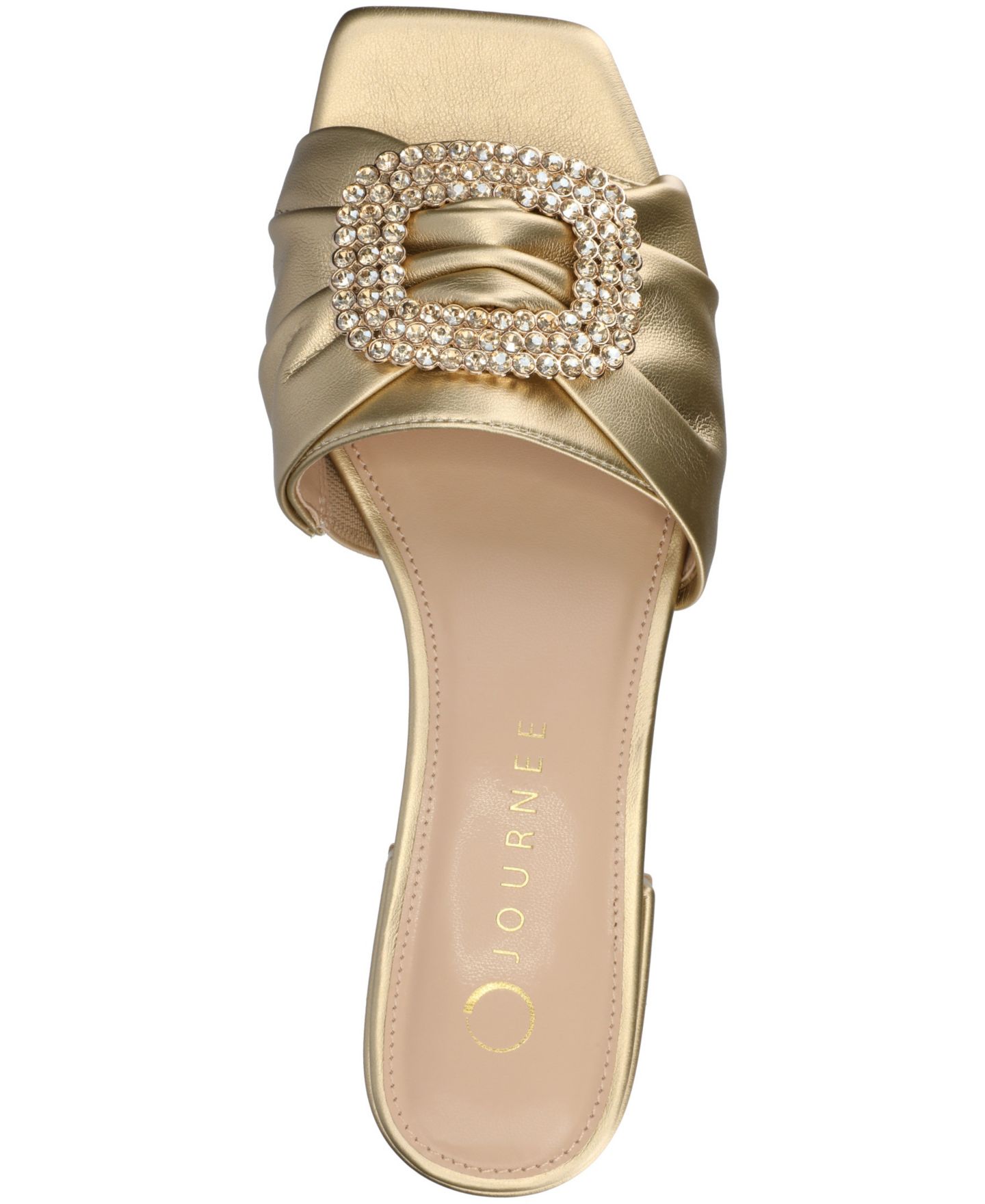 Женские сандалии Journee Collection Flavia Embellished Slide, цвет: Золотой — фото 4