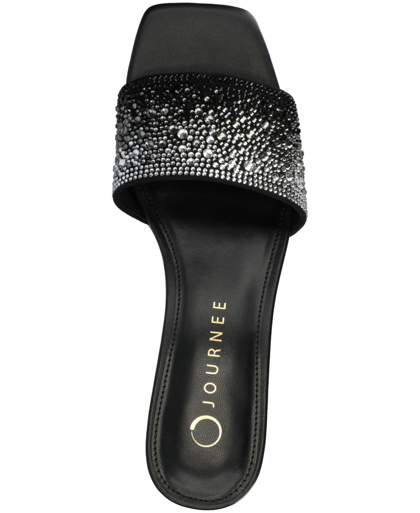 Женские сандалии Journee Collection Flora Embellished Block Heel Slide Dress Sandals, цвет: Чёрный — фото 4