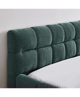 Queen Size Chenille Grounded Bed Frame Headboard