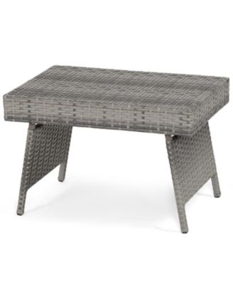 Folding PE Rattan Side Coffee Table Patio Garden Furniture