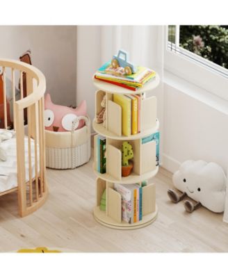 3-Tier Rotating Bookshelf with Dividers and Anti-falling