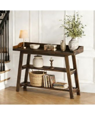 Solid Wood Entryway Table, 45" Narrow Console Table, 3-Tier Farmhouse Behind Couch Sofa Table