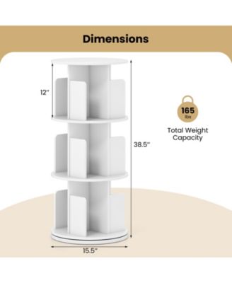 3-Tier Rotating Bookshelf with Dividers and Anti-falling