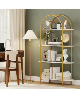 4-Tier Open Bookcase with Sturdy Metal Frame for Living