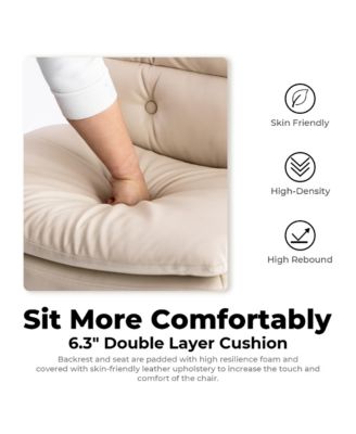 360° Swivel Home Office Desk Chair - Double-Layer Foam Cushion, Height Adjustable, 105°-120° Tilt, Metal Base for Study Room