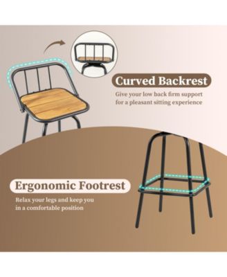 Set of 2 Swivel Bar Stools with Backrest and Footrest