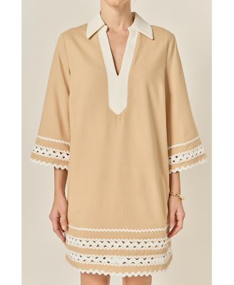 Women's Color Block Shirt Mini Dress