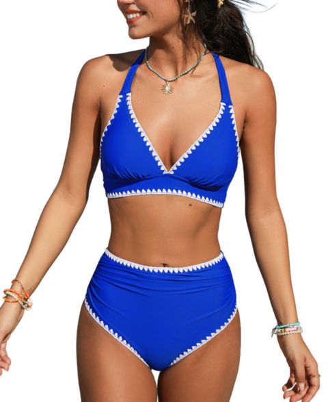 Женские купальники Cupshe Women's V-Neck Crisscross Bikini Set with Halter Straps