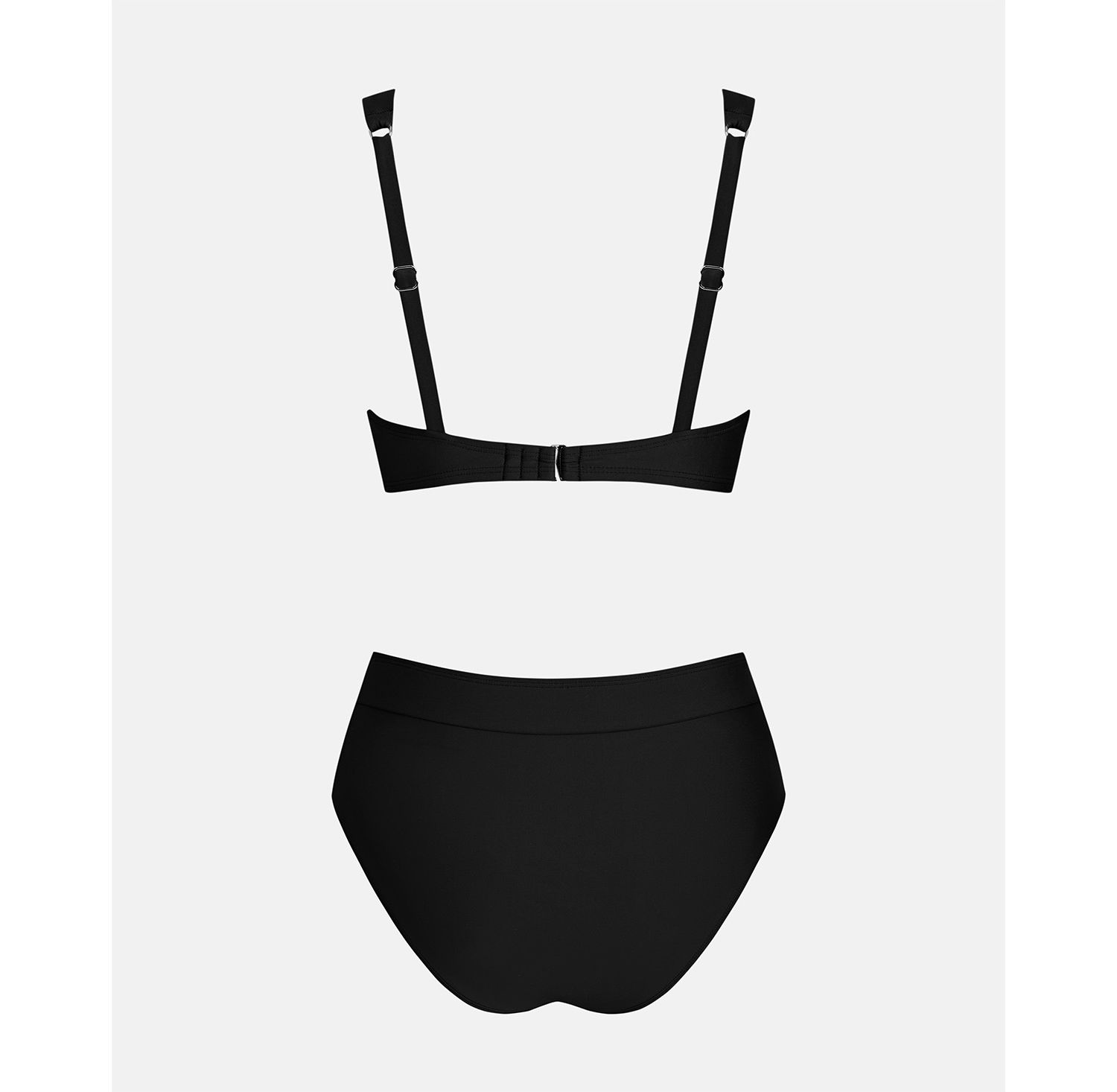 Women's V-Neck High-Waist Bikini Set with Wide Waistband