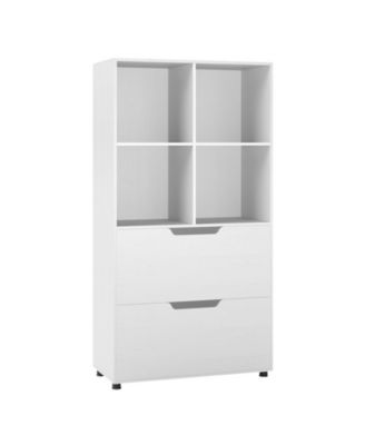 51 Inch Tall 5 Tier Bookcase with 4 Cubes and 2 Storage Drawers