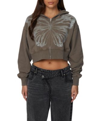 Women's Cropped Zipped Silhouette Hoodie