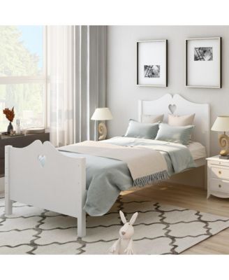 Twin Size Platform Bed Frame with Wood Slat Support Headboard Footboard and Classic Design