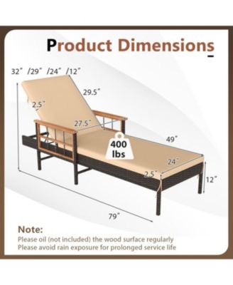 Patio Reclining Lounge Chair with 4-Position Adjustable Backrest